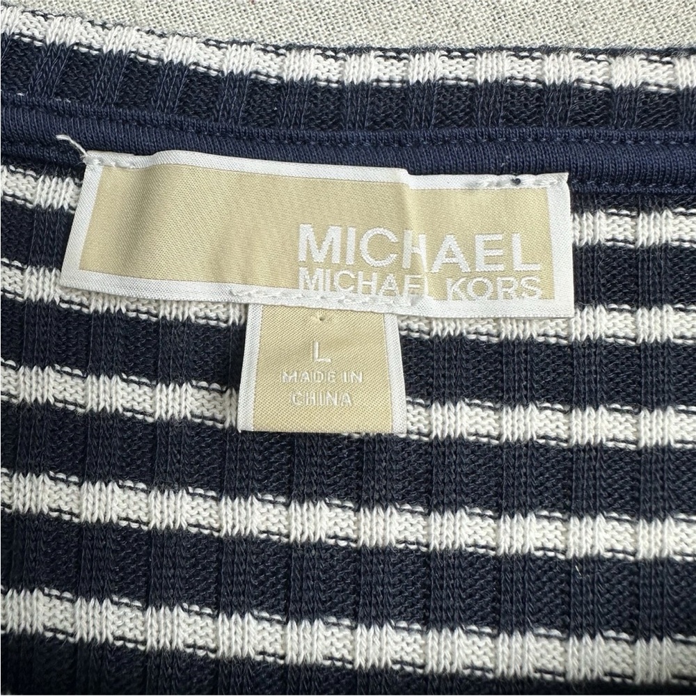 Michael Kors Knit Sweater Dress Navy White Stripe Classic Size L - Picture 6 of 13